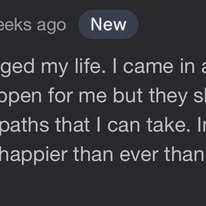 Partial text of a patient review describing life-changing mental health treatment