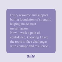 Inspirational recovery quote about strength and resilience on purple background