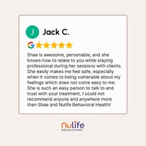 Five-star Google review for Nulife Behavioral Health from patient Jack C.