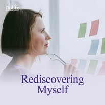 Woman thoughtfully reviewing colorful sticky notes on a glass wall